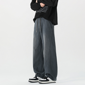 Széles lábú farmernadrág, középmagas derék, fűzős derékrész, mosott felület, Lyocell 58,2% / poliészter 39,6% / spandex 2,2% keverék, fleece-bélés, hétköznapi viselet