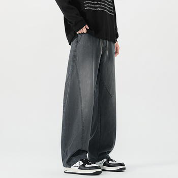 Széles lábú farmernadrág, középmagas derék, fűzős derékrész, mosott felület, Lyocell 58,2% / poliészter 39,6% / spandex 2,2% keverék, fleece-bélés, hétköznapi viselet