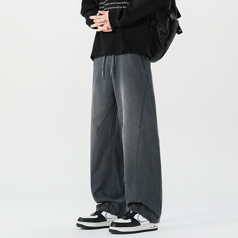 Széles lábú farmernadrág, középmagas derék, fűzős derékrész, mosott felület, Lyocell 58,2% / poliészter 39,6% / spandex 2,2% keverék, fleece-bélés, hétköznapi viselet