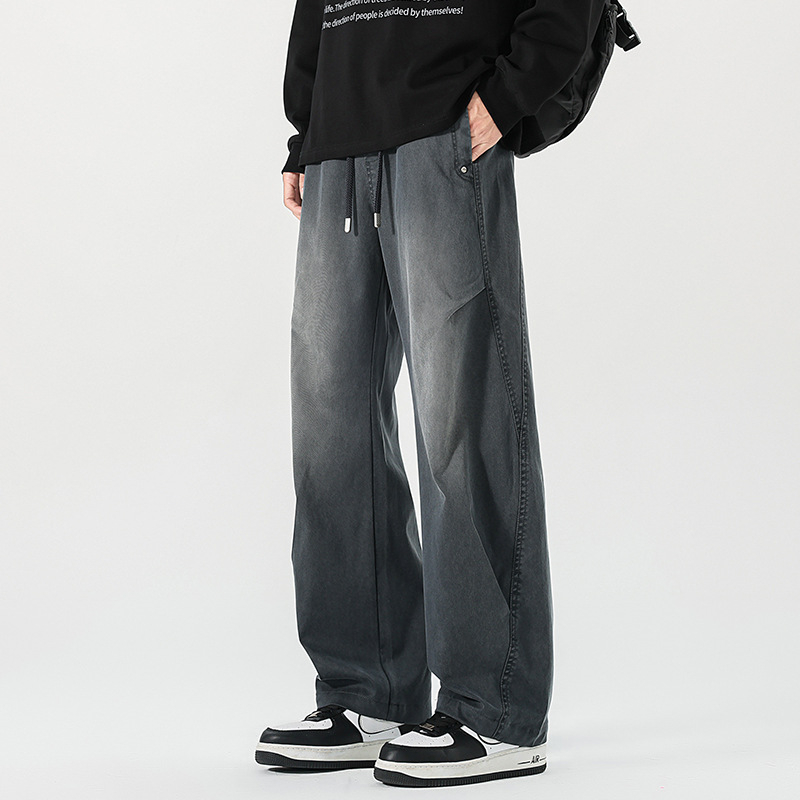 Széles lábú farmernadrág, középmagas derék, fűzős derékrész, mosott felület, Lyocell 58,2% / poliészter 39,6% / spandex 2,2% keverék, fleece-bélés, hétköznapi viselet