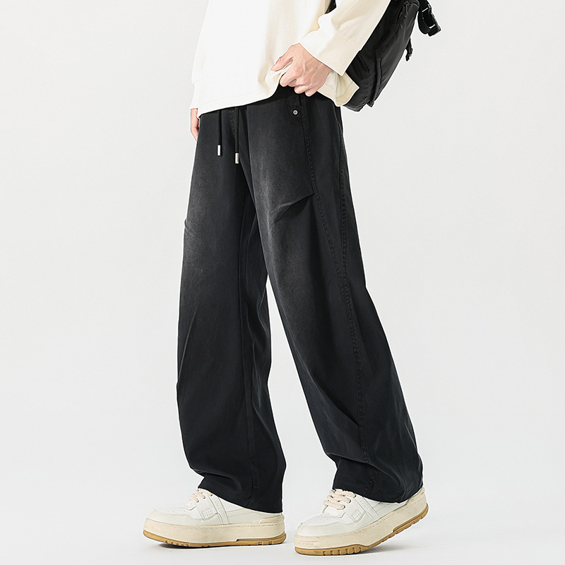 Széles lábú farmernadrág, középmagas derék, fűzős derékrész, mosott felület, Lyocell 58,2% / poliészter 39,6% / spandex 2,2% keverék, fleece-bélés, hétköznapi viselet