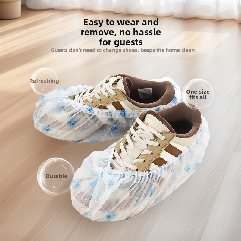 Jednorazové vnútorné návleky na topánky, netkané, protisklzové, vzor Bear Head HAPPY, hrúbka 2 g, pre dospelých