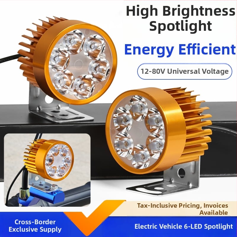 LED фар за мотоциклет и електрически превозни средства, външен монтаж, 6W при 12V, модел Section 01, алуминиева сплав