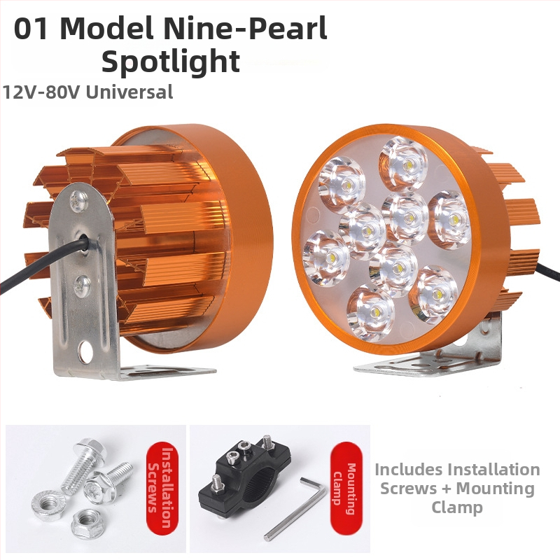 LED фар за мотоциклет и електрически превозни средства, външен монтаж, 6W при 12V, модел Section 01, алуминиева сплав