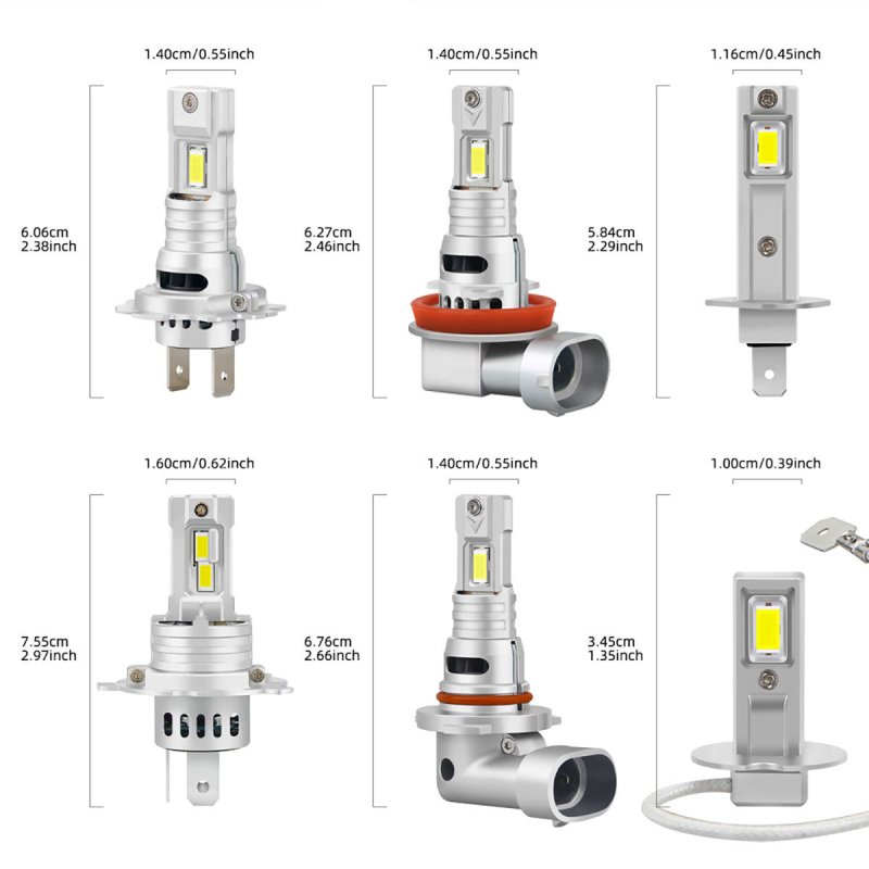 Első LED ködfényszóró – kompakt inline dizájn, alumínium ház, 12V, modellek H1/H3/H4/H7/H8/9005, fényforrás 3570, élettartam 50000 h
