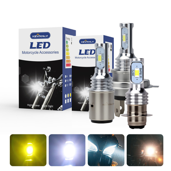 LED фар за мотоциклет H4/P15D/BA20D, 12V, алуминиев корпус, външна леща, живот 5000 ч