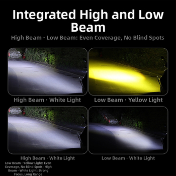 LED фар за мотоциклет H4/P15D/BA20D, 12V, алуминиев корпус, външна леща, живот 5000 ч