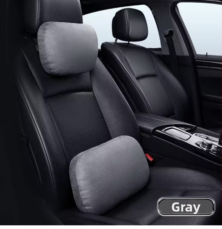 Automašīnas galvas balsts ar jostas atbalstu, kakla spilvens, velūra ārējā apdare, sintētisko šķiedru pildījums, universāla saderība