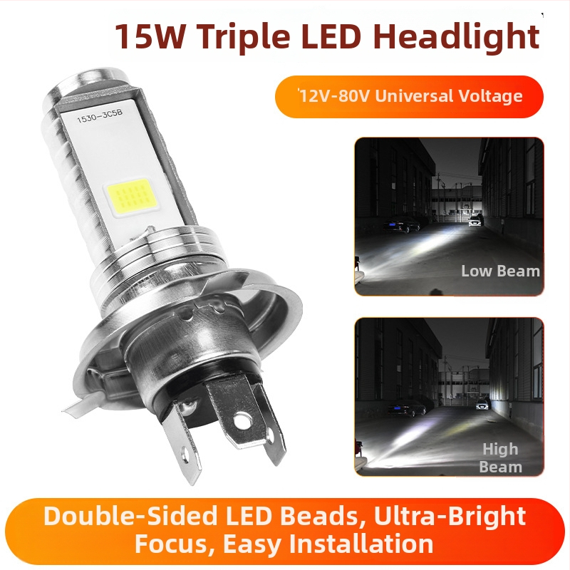 LED predné svetlo na motocykel, elektrické vozidlo a trojkolesové vozidlo – univerzálne 12V-85V, 12W, 3500lm, 4000K, hliníkové telo