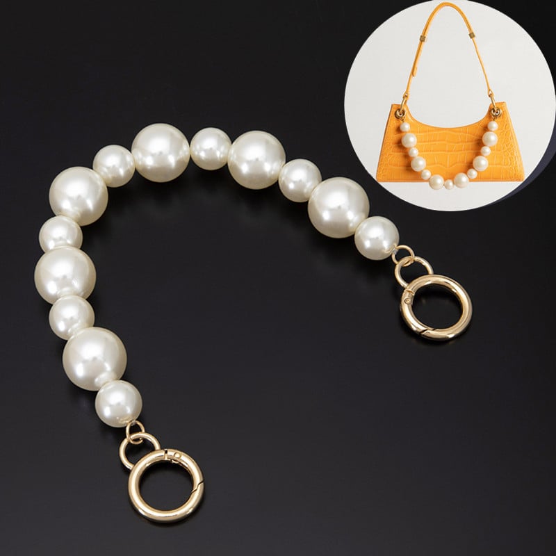 Αλυσίδα τσάντας με αποσπώμενο μαργαριταρένιο λουρί, ABS υλικό, μαργαριτάρια υψηλής λάμψης, μονόχρωμο σχέδιο, ανθεκτική στη φθορά