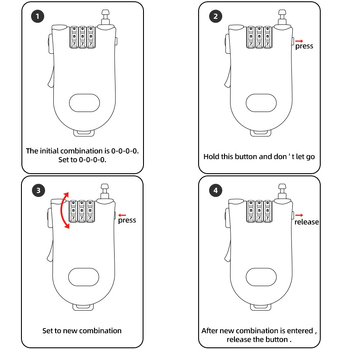 Vytiahnuteľný mechanický kombinovaný zámok s oceľovým lankom – model P10, určený pre kufor, odevy, sane a prilbu na motocykel