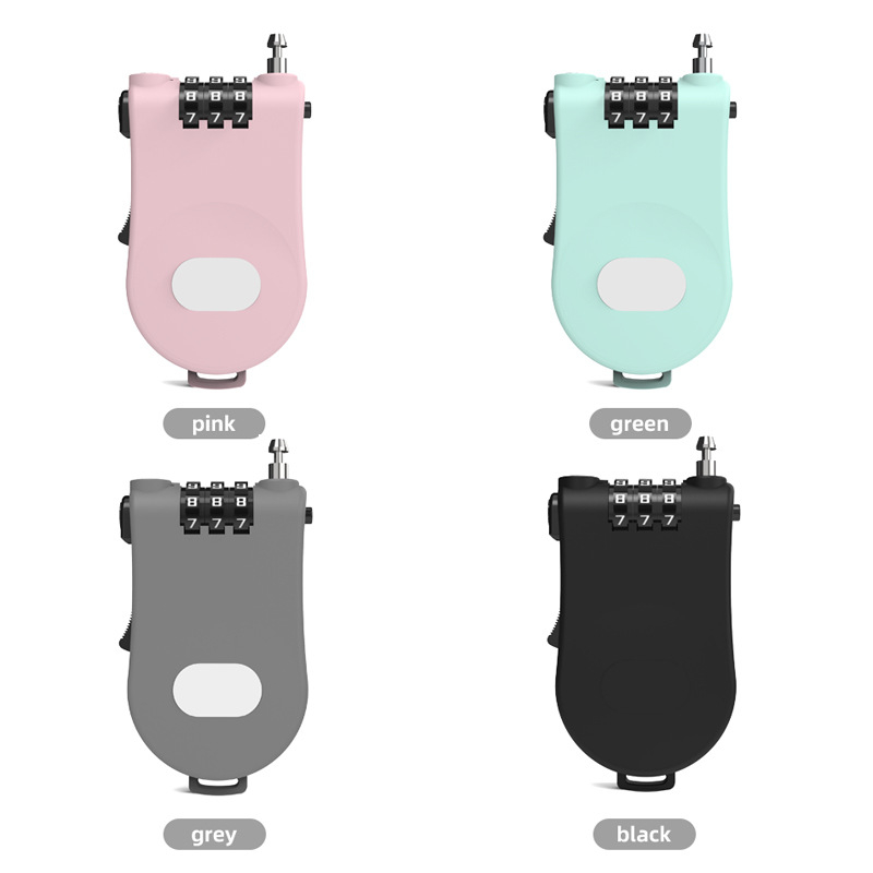 Vytiahnuteľný mechanický kombinovaný zámok s oceľovým lankom – model P10, určený pre kufor, odevy, sane a prilbu na motocykel