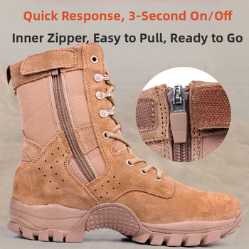 Vonkajšie vysoké bojové topánky so bočným zipsom, ľahké, priedušné, vodotesná tkanina, unisex pre dospelých