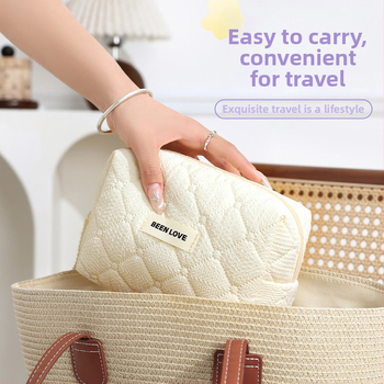 Qi mustriga kosmeetikakott, kubikujuline kuju, polüester, reisil kosmeetikatarvete hoiustamiseks