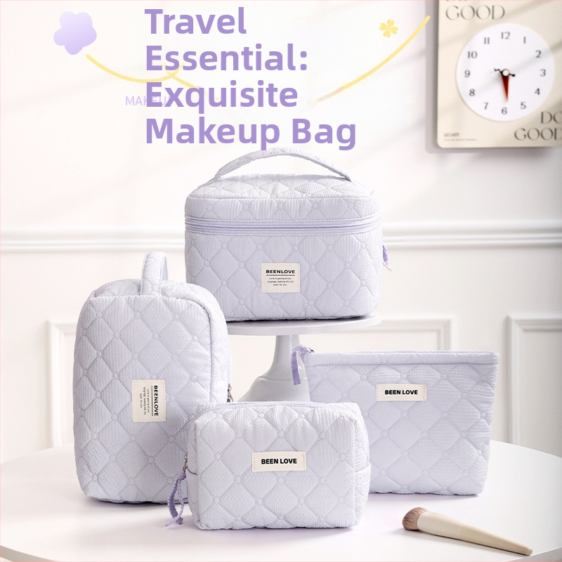 Qi mustriga kosmeetikakott, kubikujuline kuju, polüester, reisil kosmeetikatarvete hoiustamiseks