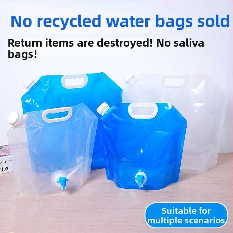 Prenosný zložený vodný vak na kemping, (0.7 l kapacita, nepremokavá tkanina, potlač loga)