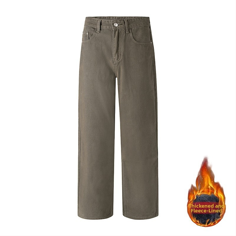 Fliisvooderiga teksad (100% puuvill, keskmine vöökoht, tõmblukk, sirge lõige)