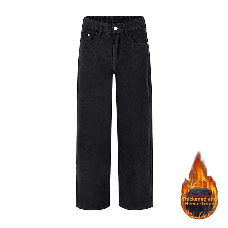 Fliisvooderiga teksad (100% puuvill, keskmine vöökoht, tõmblukk, sirge lõige)