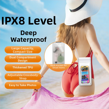 Dvojkomorová vodotesná taška na telefón pre plávanie, potápanie a raftovanie — TPU, objem 7.5 L, prenosný dvojvrstvový dizajn