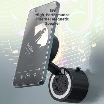 Bluetooth говорител с вградена батерия и магнитен държач за телефон – настолна присоска за бюро, Bluetooth 5.3, обхват 10 м, честотен диапазон 100 Hz–20 kHz