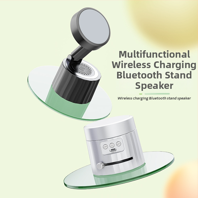 Bluetooth говорител с вградена батерия и магнитен държач за телефон – настолна присоска за бюро, Bluetooth 5.3, обхват 10 м, честотен диапазон 100 Hz–20 kHz