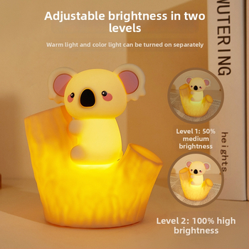 Koala silikoonist öövalgust Clap Lightiga, kaheastmeline heleduse reguleerimine, taimer, USB-laetav aku, karikatuur disain
