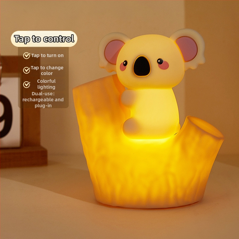 Koala silikoonist öövalgust Clap Lightiga, kaheastmeline heleduse reguleerimine, taimer, USB-laetav aku, karikatuur disain