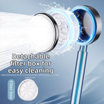 Ručná sprchová hlavica z nehrdzavejúcej ocele s integrovaným filtrom, odnímateľná pre čistenie, kruhový tvar