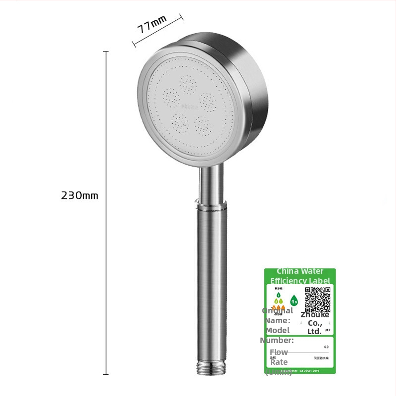 Rankinė dušo galvutė iš nerūdijančio plieno su įmontuotu filtru, nuimama valymui, apvali forma