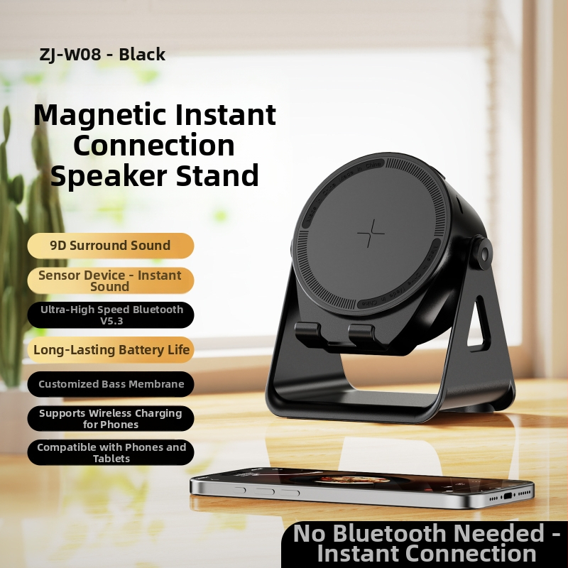 Държач за телефон с интегриран говорител, Bluetooth 5.3, 5W изход, вградена батерия 1000-1200mAh, обхват 10 м, функция за обаждания