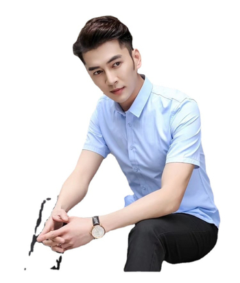 Meeste Slim-fit lühikeste varrukatega särk, reverikael, polüesteri segu, masinapesu, äristiil