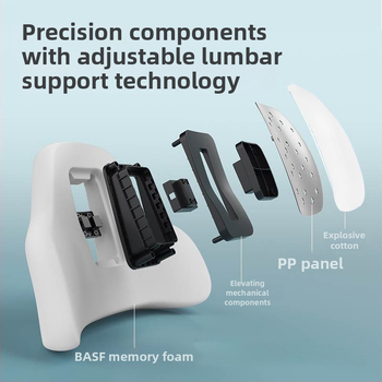 Podsedák pre bedrovú oporu pre automobil z pamäťovej peny, nastaviteľná opora bedra, vhodný do auta, domova a kancelárie, univerzálna kompatibilita
