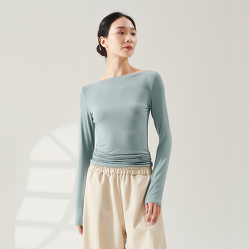 Tanečné oblečenie – Top s lodným výstrihom pre dospelé ženy, Materiál: Rayon (viskóza) 93%; Podšívka: Spandex 93%; Vhodný pre fitness a tanečné športy