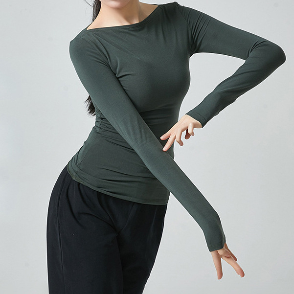 Tanečné oblečenie – Top s lodným výstrihom pre dospelé ženy, Materiál: Rayon (viskóza) 93%; Podšívka: Spandex 93%; Vhodný pre fitness a tanečné športy