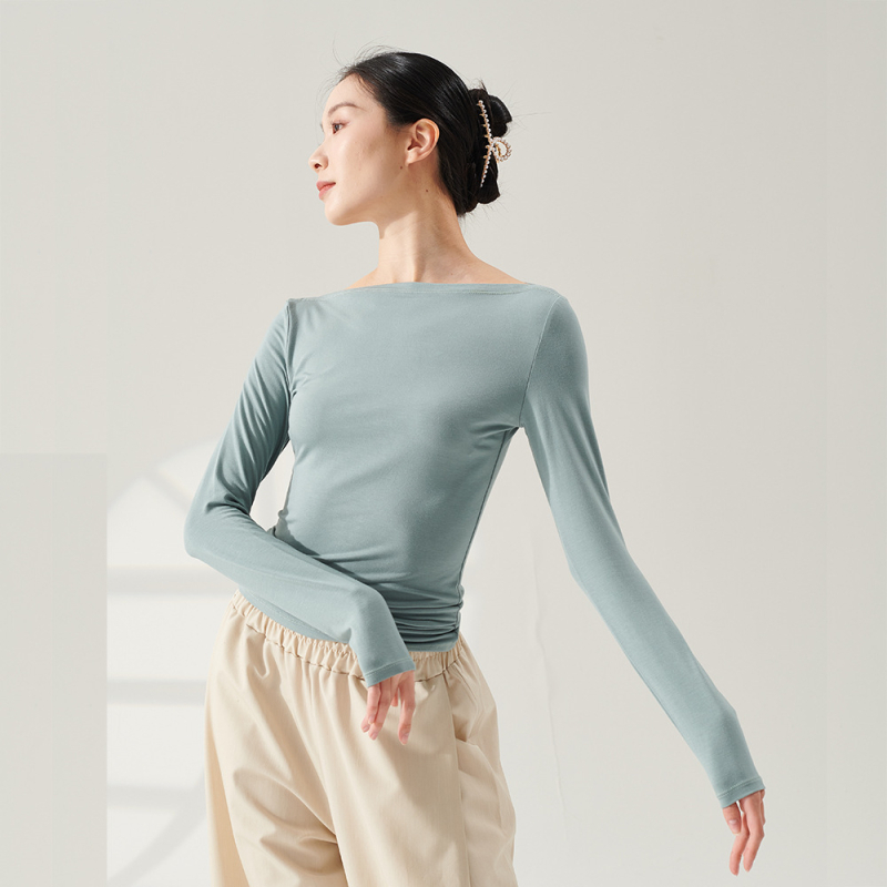 Tanečné oblečenie – Top s lodným výstrihom pre dospelé ženy, Materiál: Rayon (viskóza) 93%; Podšívka: Spandex 93%; Vhodný pre fitness a tanečné športy