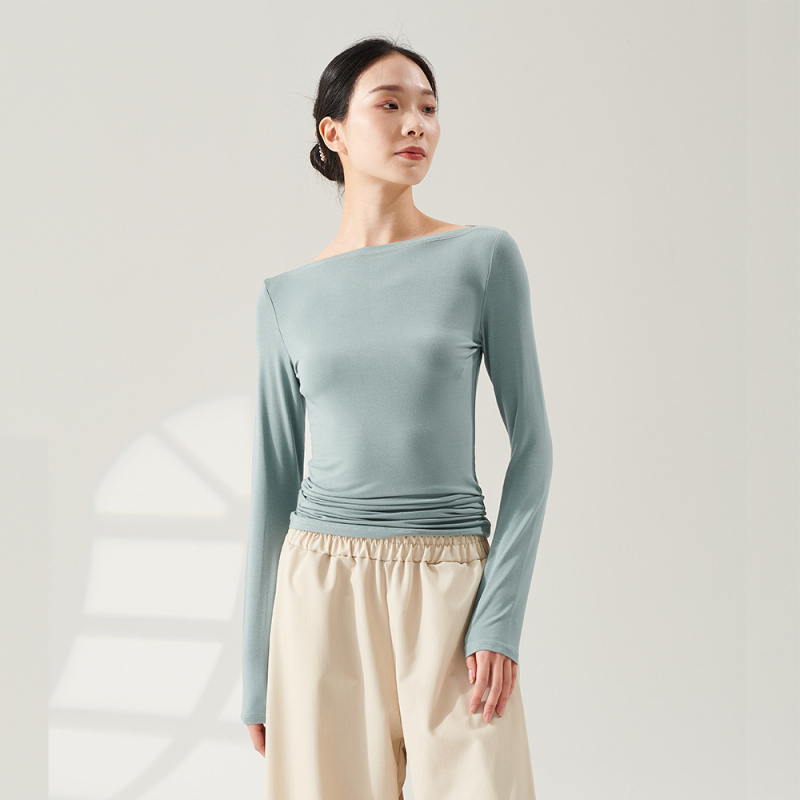 Tanečné oblečenie – Top s lodným výstrihom pre dospelé ženy, Materiál: Rayon (viskóza) 93%; Podšívka: Spandex 93%; Vhodný pre fitness a tanečné športy