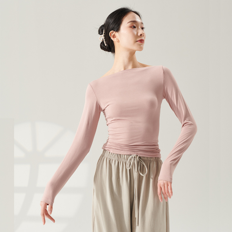 Tanečné oblečenie – Top s lodným výstrihom pre dospelé ženy, Materiál: Rayon (viskóza) 93%; Podšívka: Spandex 93%; Vhodný pre fitness a tanečné športy