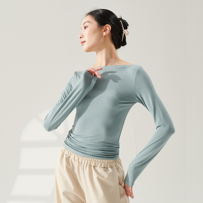 Tanečné oblečenie – Top s lodným výstrihom pre dospelé ženy, Materiál: Rayon (viskóza) 93%; Podšívka: Spandex 93%; Vhodný pre fitness a tanečné športy