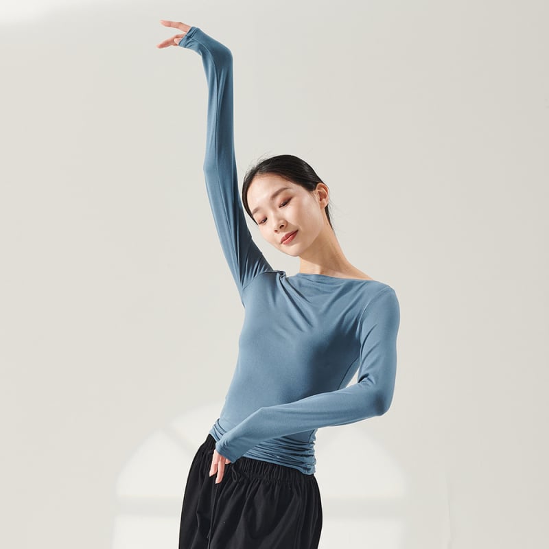 Tanečné oblečenie – Top s lodným výstrihom pre dospelé ženy, Materiál: Rayon (viskóza) 93%; Podšívka: Spandex 93%; Vhodný pre fitness a tanečné športy