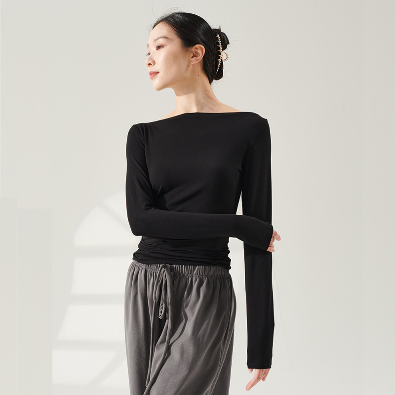 Tanečné oblečenie – Top s lodným výstrihom pre dospelé ženy, Materiál: Rayon (viskóza) 93%; Podšívka: Spandex 93%; Vhodný pre fitness a tanečné športy