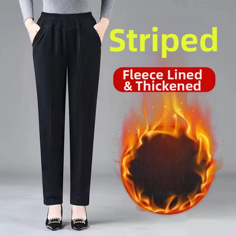 Džínové nohavice z denimu a bavlny s fleecovou podšívkou, ultra nízky pás, rovný strih, hrubší materiál