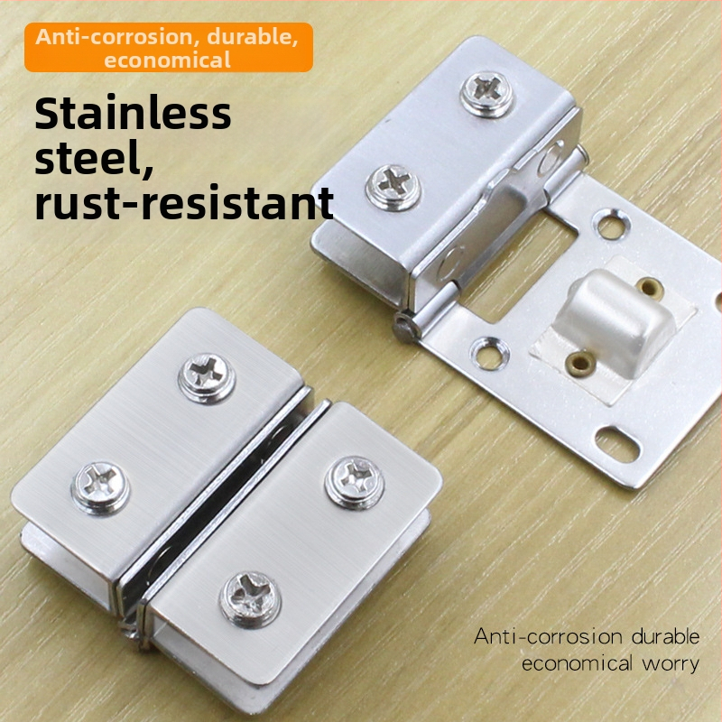 Nerūdijančio plieno dvikryptis stiklo kilpa spintelėms, 180°, modelis 001