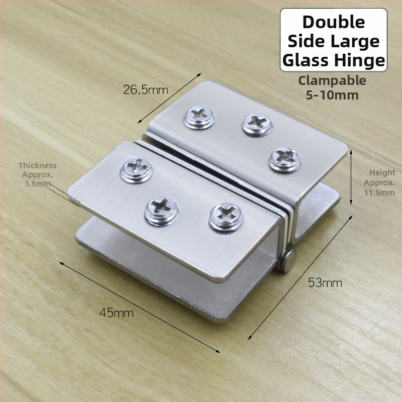 Nerezový sklenený dvojstranný pánt na sklenené dvere, 180°, model 001