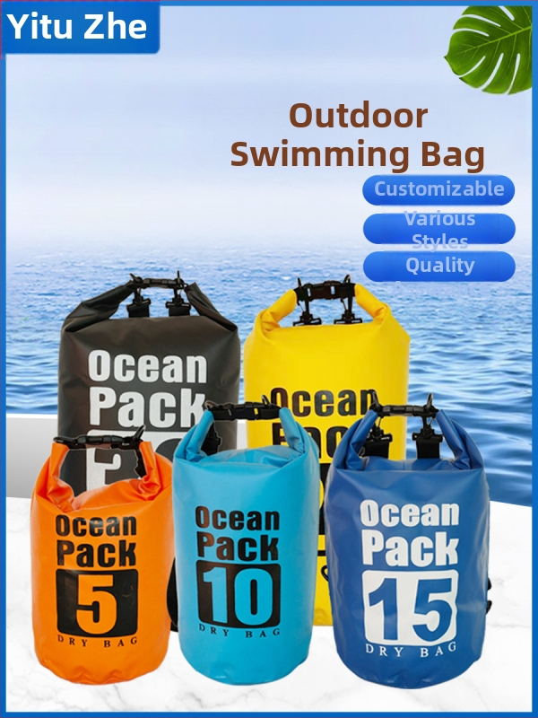 Outdoor batoh z PVC s sieťovým uzáverom pre horolezectvo, táborenie a splavovanie – nepremokavá tkanina; Prispôsobenie k dispozícii; Logo potlačené (Materiál: PVC; Tkanina: Nepremokavá; Prispôsobenie: Áno; Logo: Potlačené; Kapacita: Pozrite si detaily)