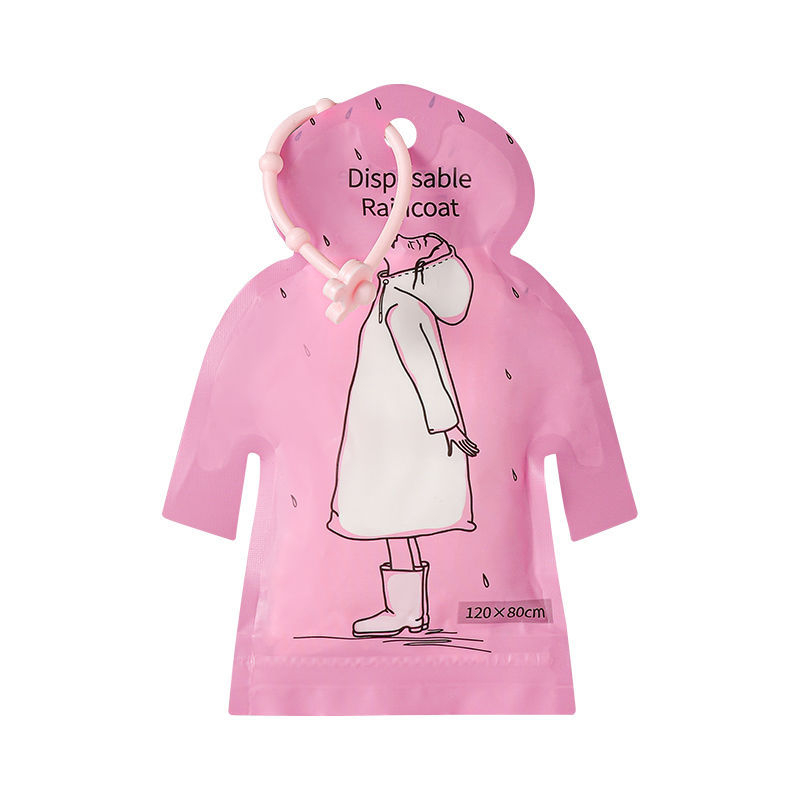 Pončo do dažďa v tvare karty pre dospelých aj deti, kreslený štýl, PE látka 0,03 mm, vodotesná vrstva PE lepidla, prenášateľný vreckový dizajn