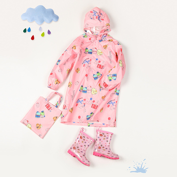Jachetă de ploaie pentru copii, design cartoon — strat PU impermeabil, țesătură groasă, de unică folosință, material Spring Asia Spinning