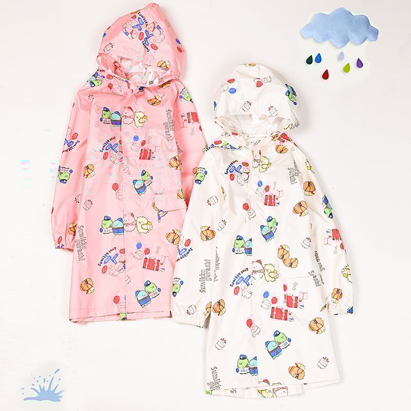 Jachetă de ploaie pentru copii, design cartoon — strat PU impermeabil, țesătură groasă, de unică folosință, material Spring Asia Spinning