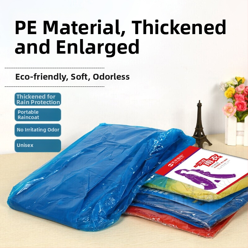 Jednorazové pončo, dlhé, priesvitné, kompletné pokrytie, odolné voči dažďu