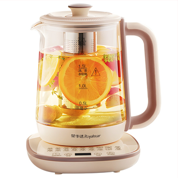 Royalstar Zdravotná kanvička na čaj, 1,5–2 L; telo z borosilikátového skla a vnútorná sklenená nádoba; 220 V, 500–1000 W; dotykové ovládanie s digitálnym termostatom a inteligentnou reguláciou teploty; automatické vypnutie.