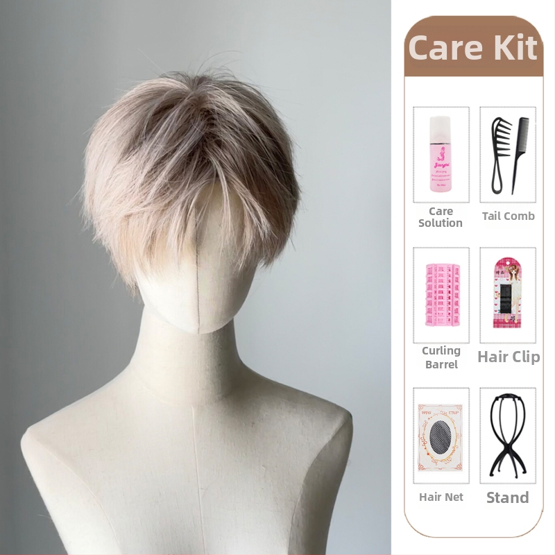 Kórejský štýl parochňa, tepelne odolný hodváb, unisex, plný set na hlavu, prirodzený vzhľad, na cosplay.